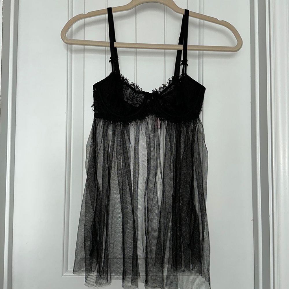 Black babydoll, with open back